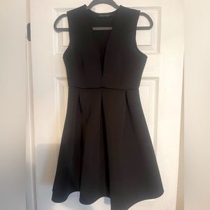 Black deep v neck dress